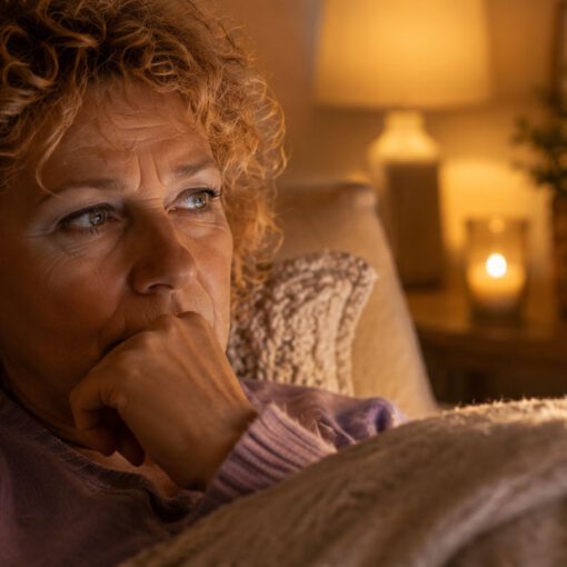Frau liegt abends wach und kann nicht abschalten